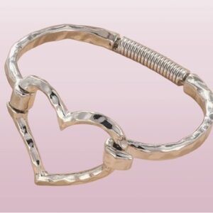 Elegant Silver Heart Bracelet and Matching Ring Size 7